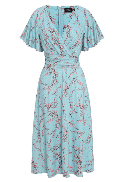 Donna Light Blue Cherry Blossom Tea Dress