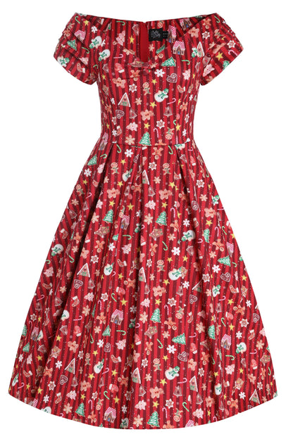 Lily Christmas Gingerbread Cookie Off Shoulder Dress