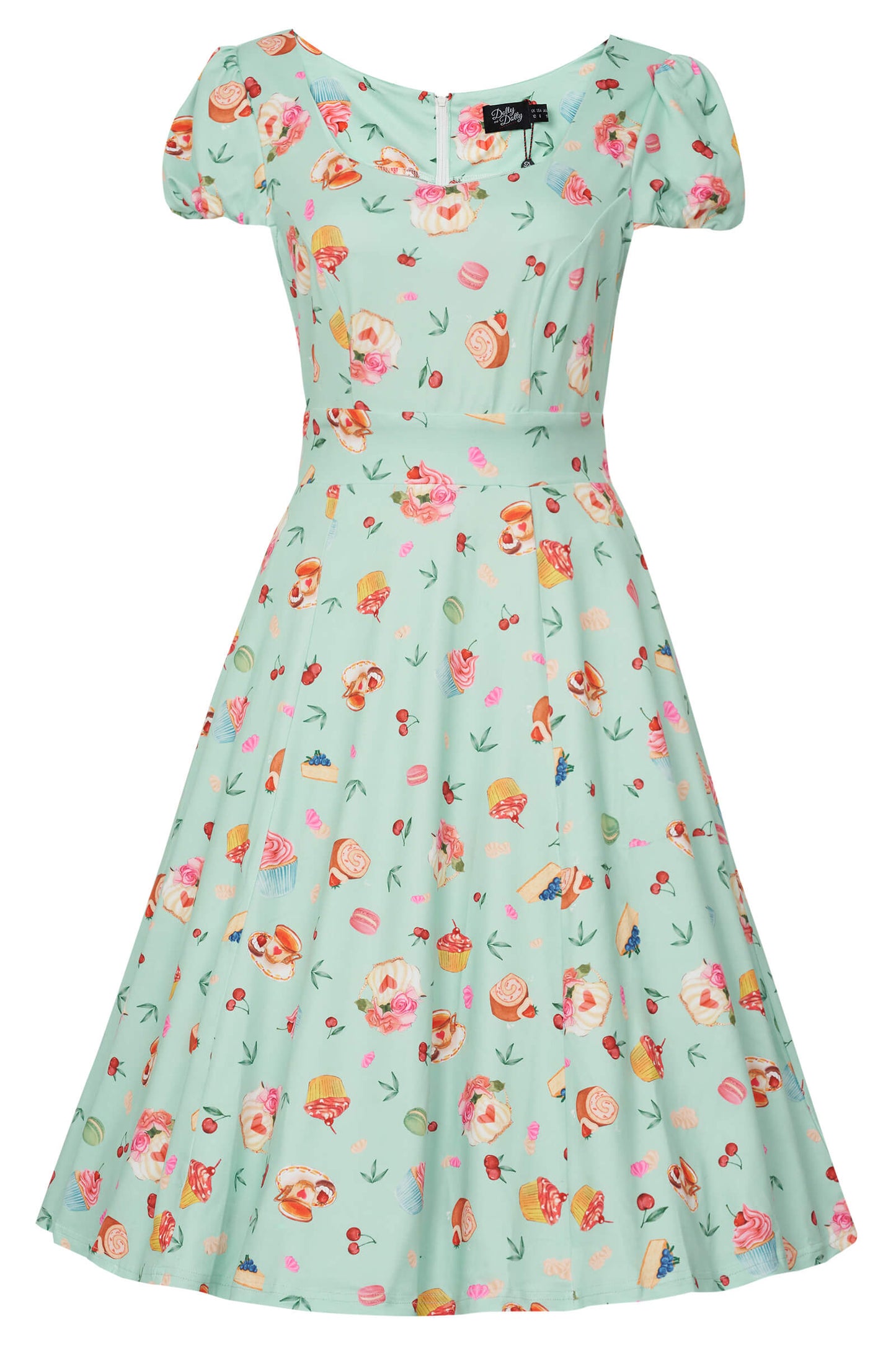 Claudia Sleeved Dress In Pastel Tea Cake Print