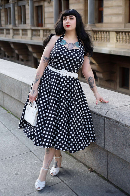 Daisy Black Polka Dot Halter Dress