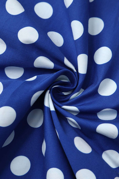 Daisy Dark Blue Polka Dot Halter Dress
