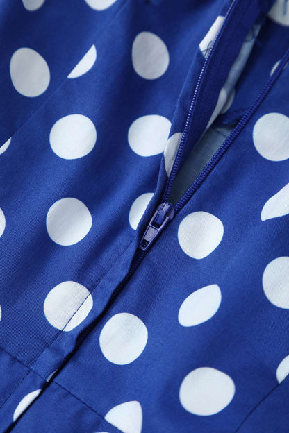 Daisy Dark Blue Polka Dot Halter Dress