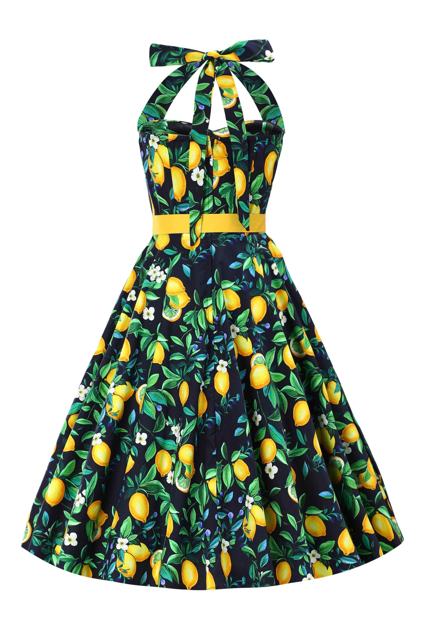 Daisy Lemon Halter Dress In Black