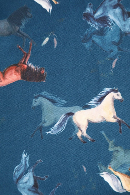 Amanda Dark Blue Horse Swing Dress