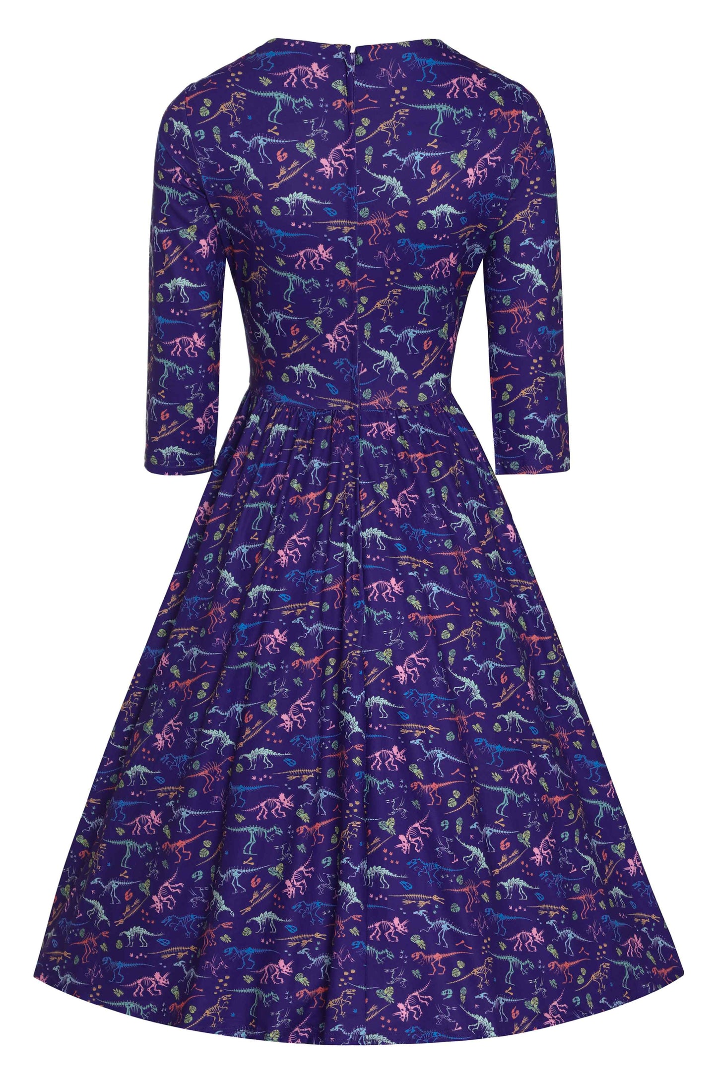 Billie Purple Dinosaur Fossil Print Dress