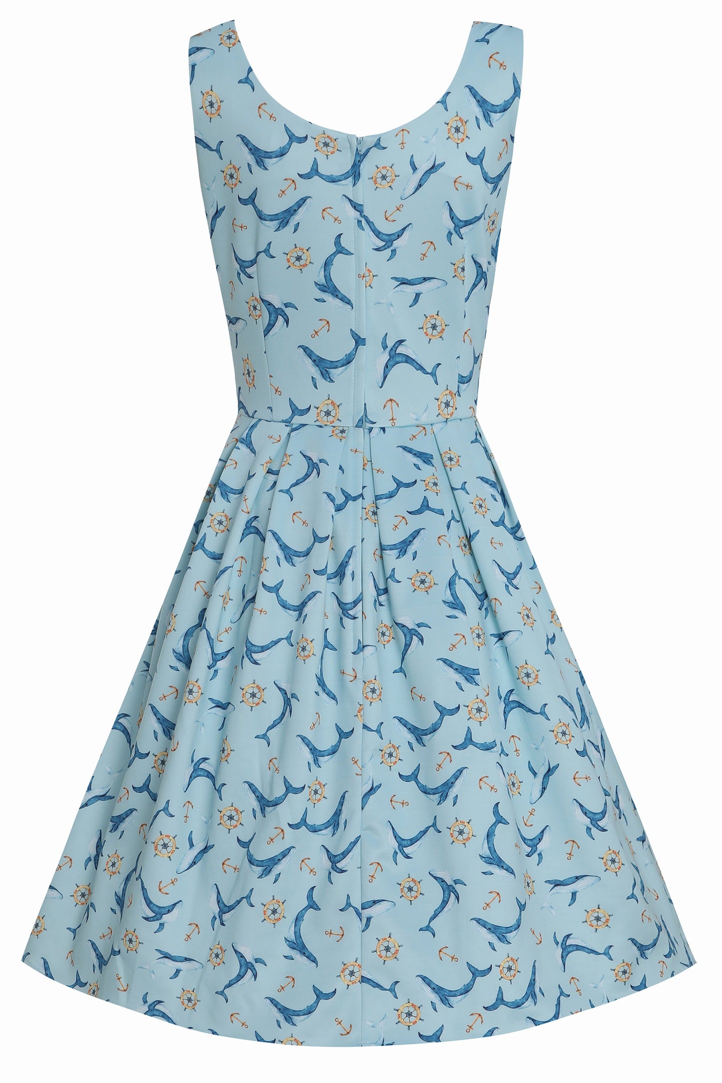 Amanda Blue Whale Swing Dress In Aqua Blue