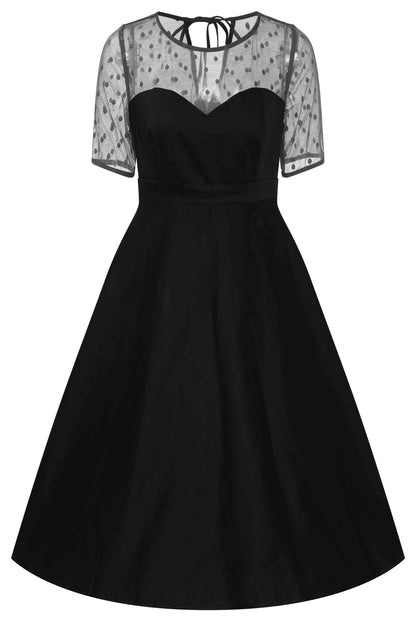 Elizabeth II Short Sleeved Polka Dot Mesh Dress