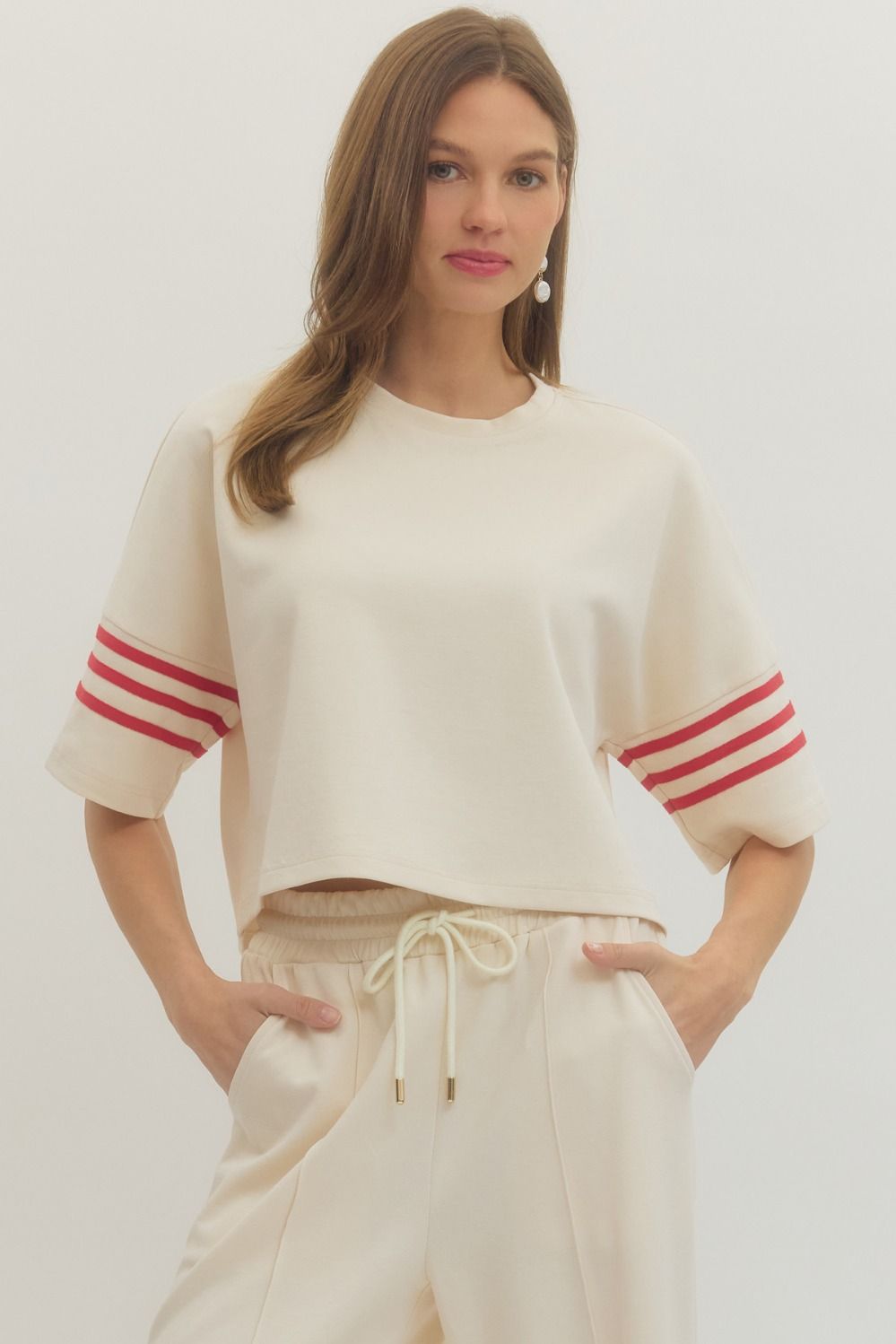Dakota Stripe Sleeve Lounge Top