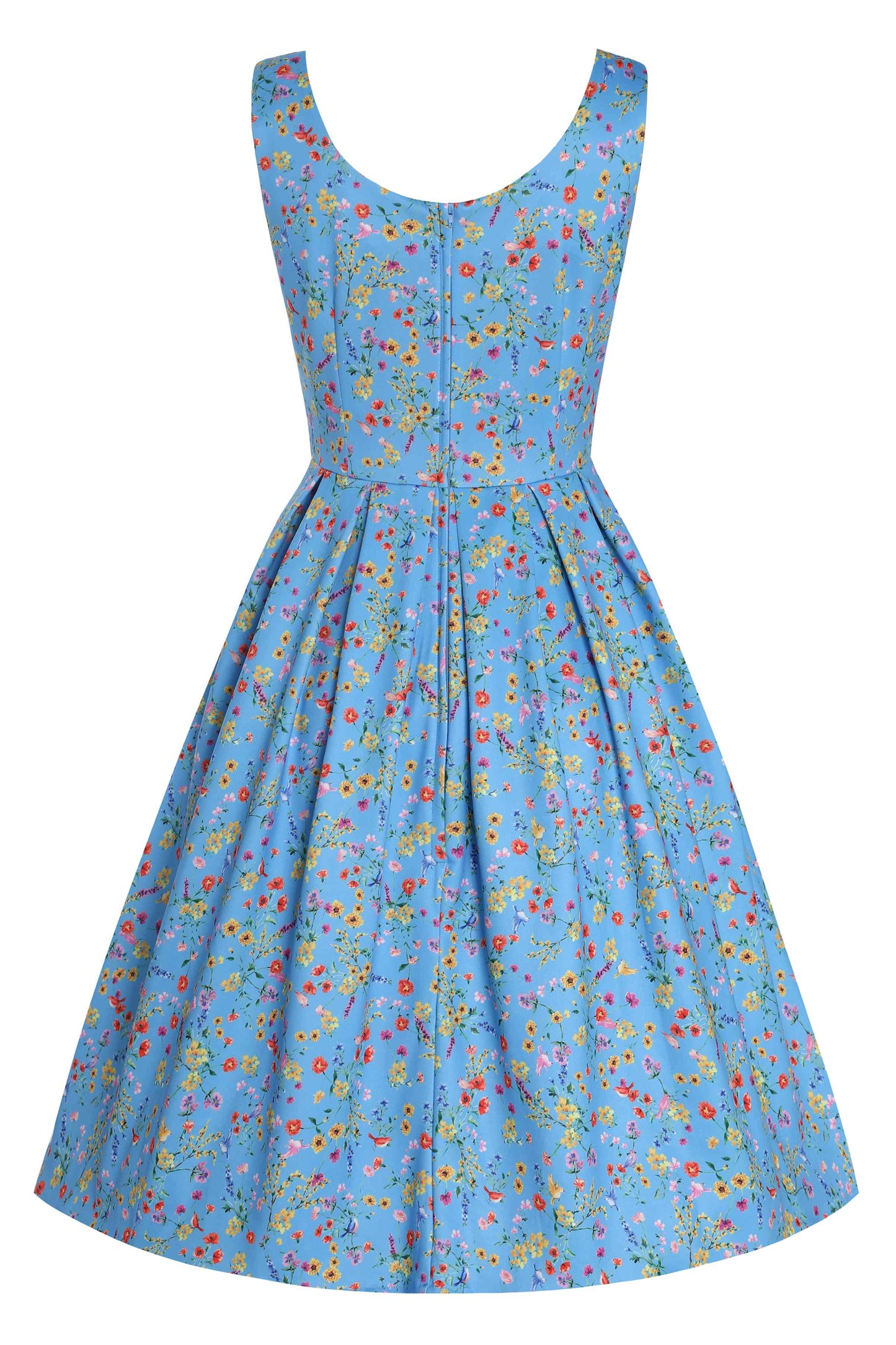 Amanda Blue Floral Flared Dress