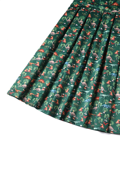 Amanda Green Dinosaur & Volcano Swing Dress
