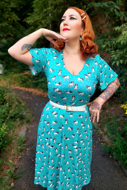Palma Green Frenchie Short Sleeved Dress