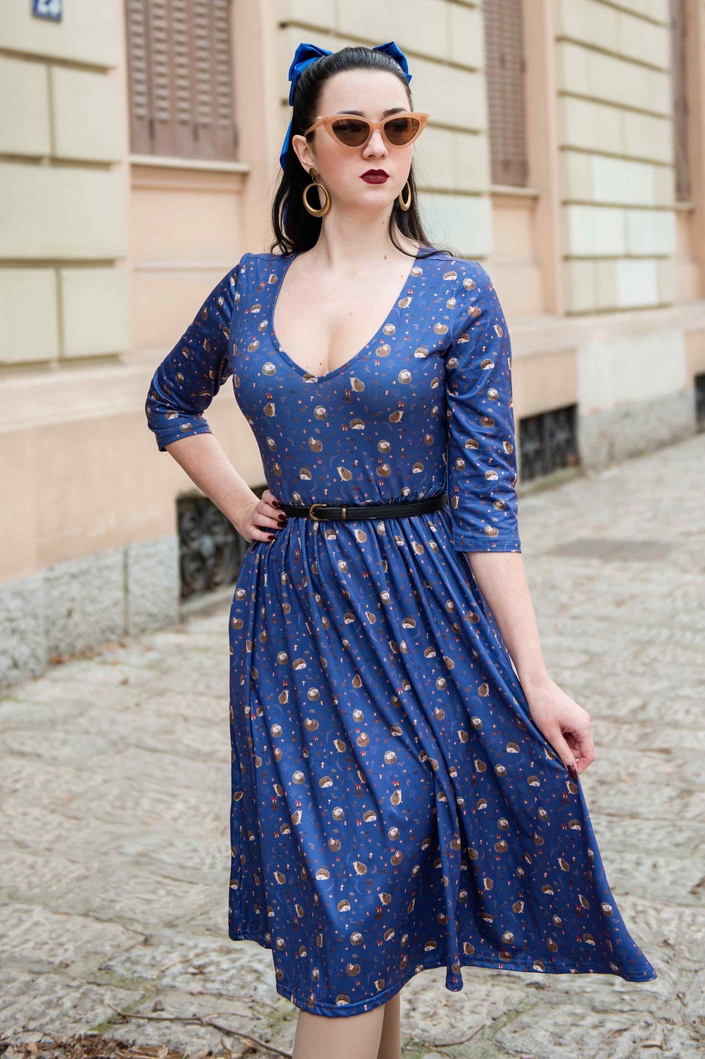 Billie Long Sleeved Purple Hedgehog Dress