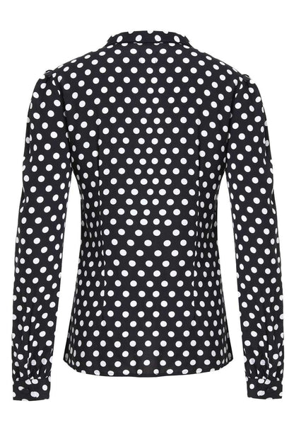 Margaret Polka Dot Long Sleeved Blouse In Black