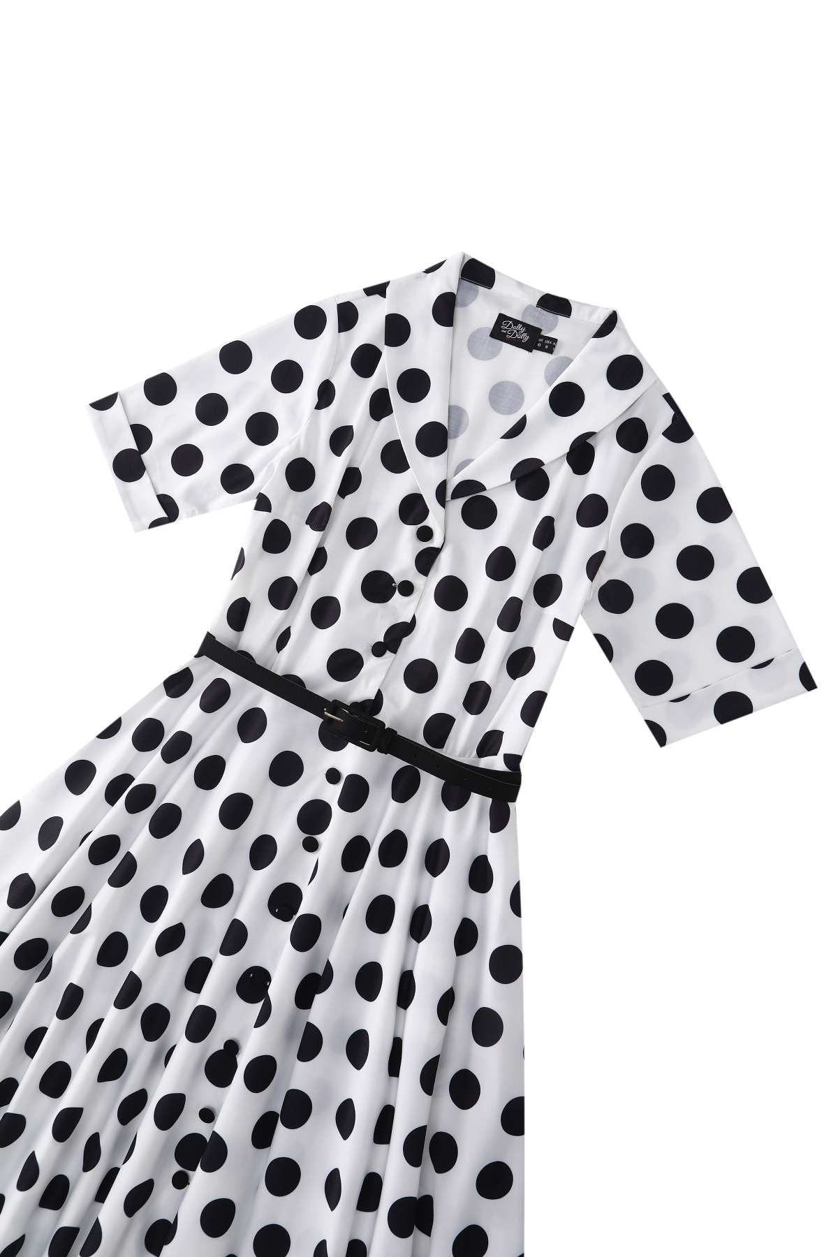 Mollie Monochrome Full Circle Shirt Dress In Polka Dots