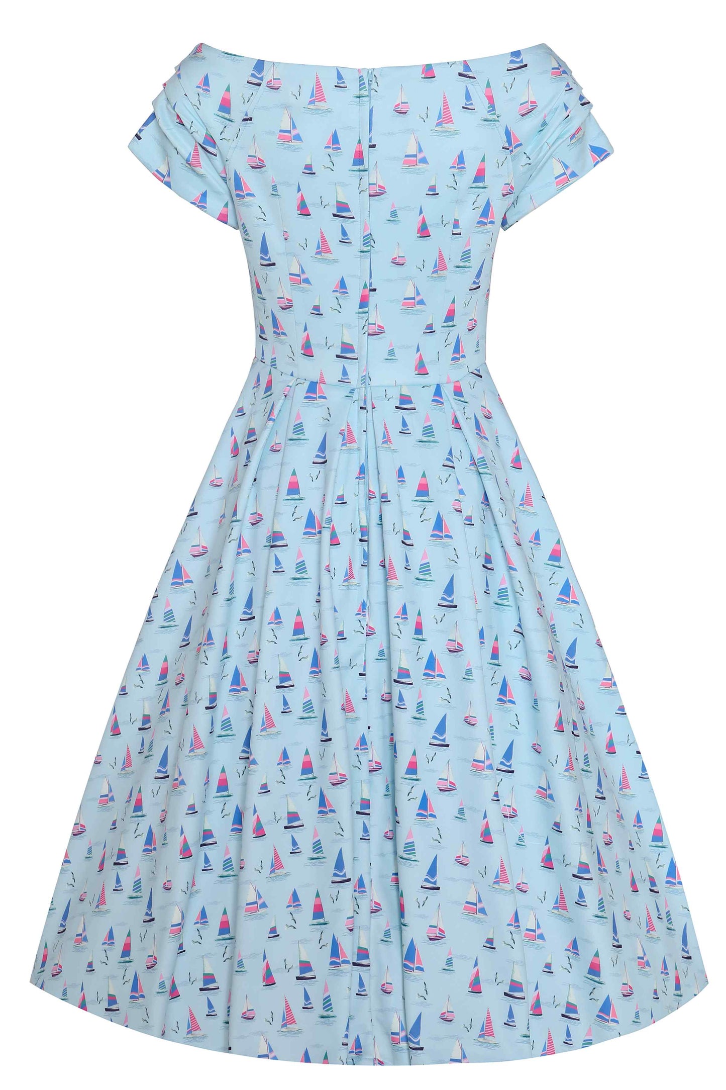 Lily Nautical Sailboat Blue Off Shoulder Dress