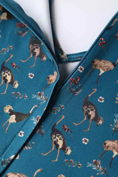 Billie Blue Ostrich Long Sleeved Dress