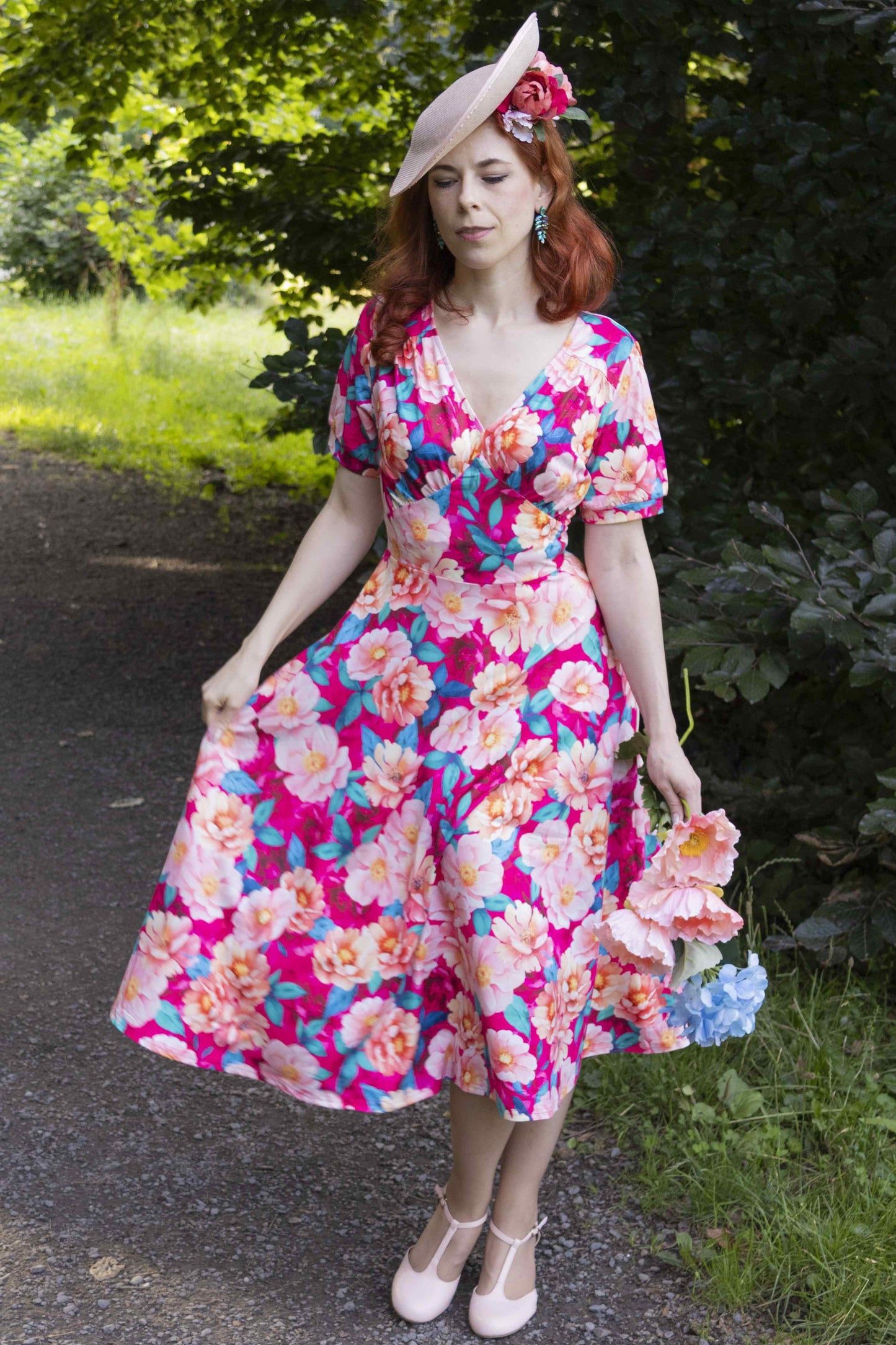 Julia Pink Magnolia Casual Midi Dress