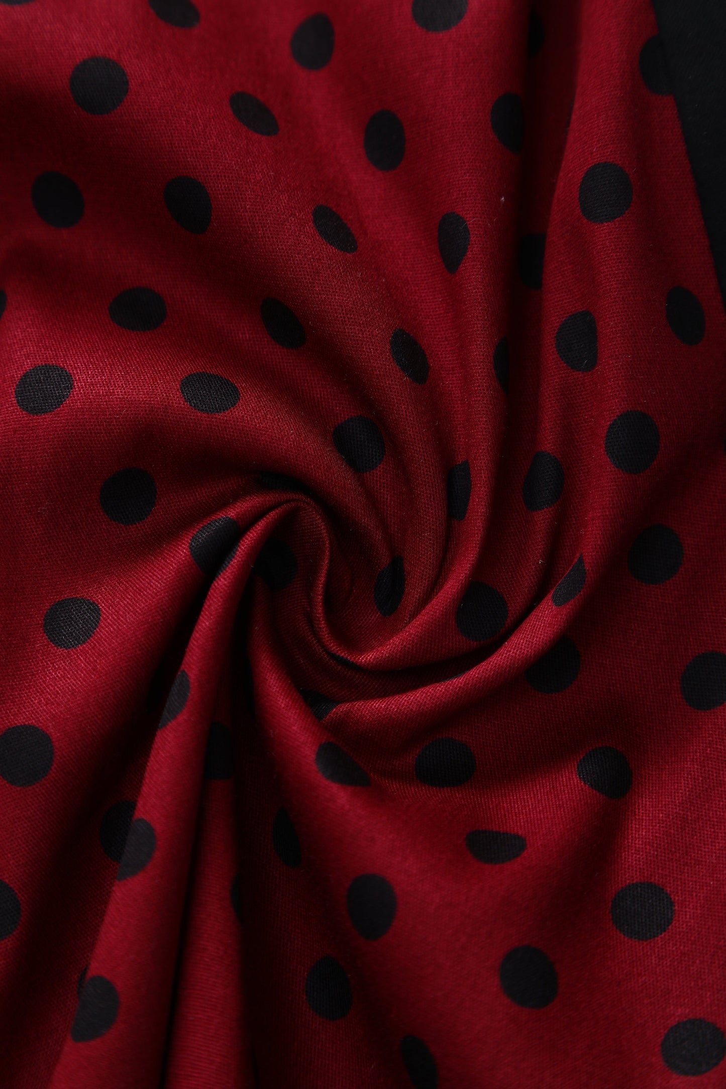 Judith Pleated Black/Burgundy Dress With Polka Dots