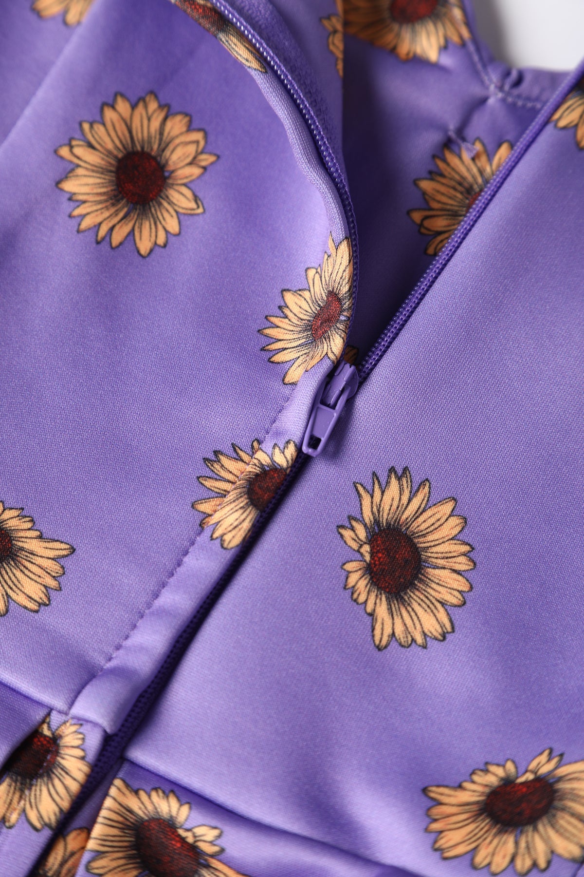 Lily Purple Off Shoulder Dress With Yellow Sunflowers