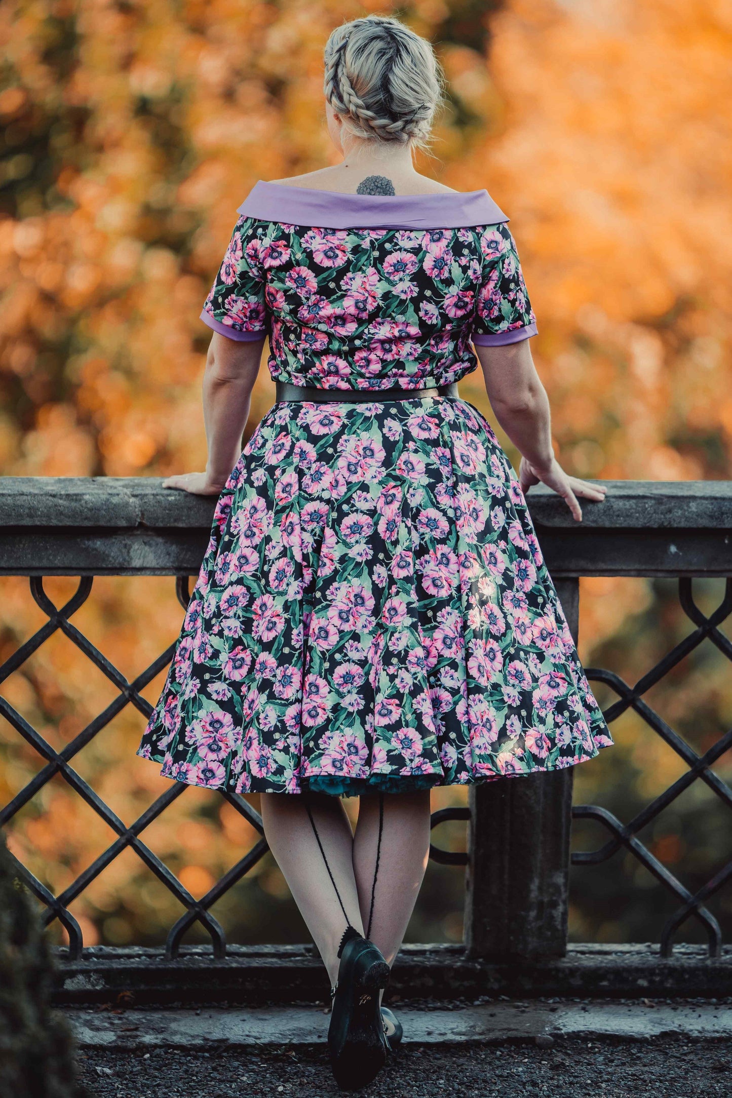 Darlene Purple Poppy Swing Dress