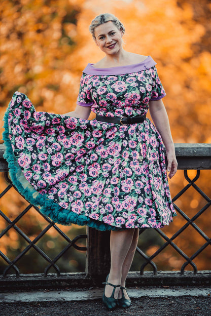 Darlene Purple Poppy Swing Dress