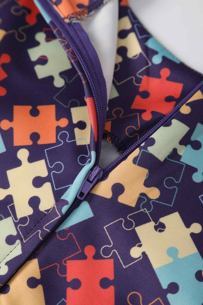 Amanda Puzzle Print Swing Dress