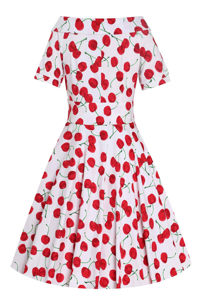 Darlene Red Cherry Dress In White