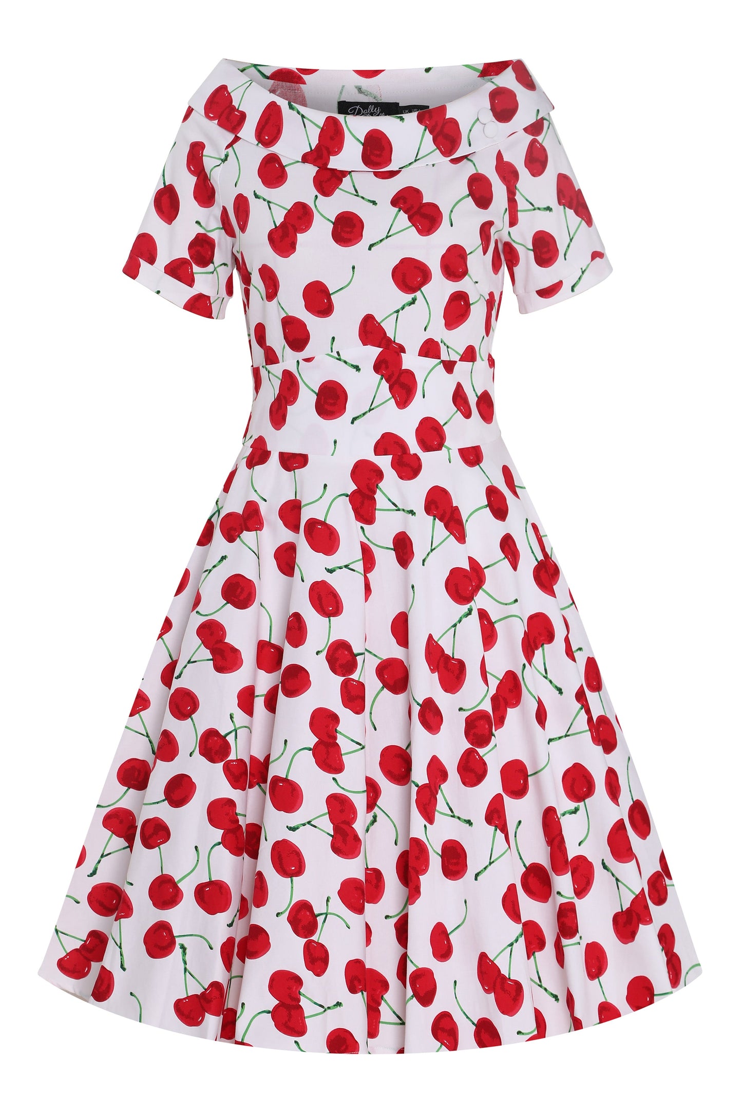 Darlene Red Cherry Dress In White