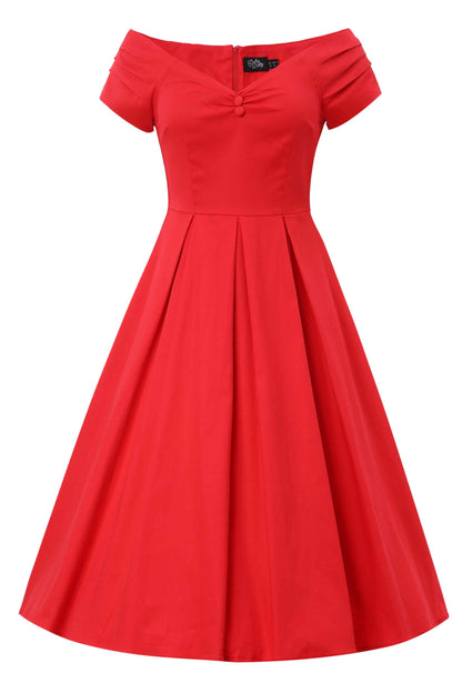 Lily Red Off Shoulder Midi Dress