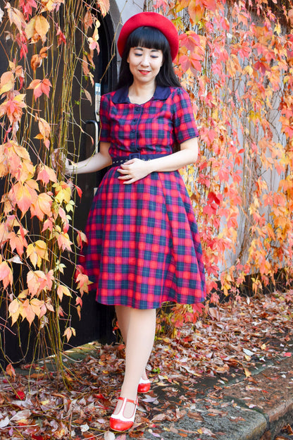Penelope Red Tartan Shirt Dress