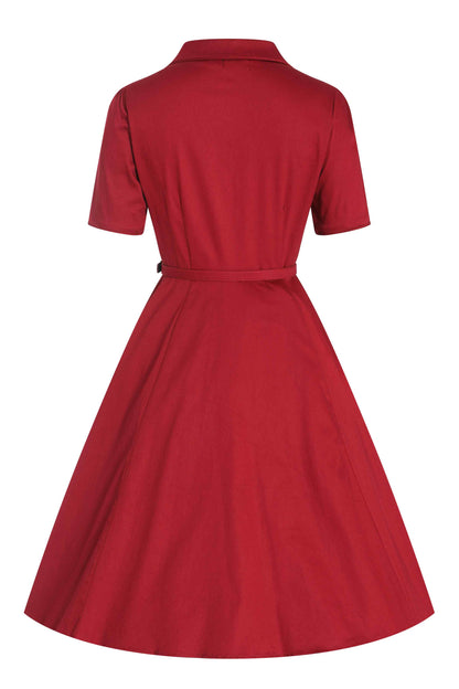 Penelope Retro Red Shirt Dress