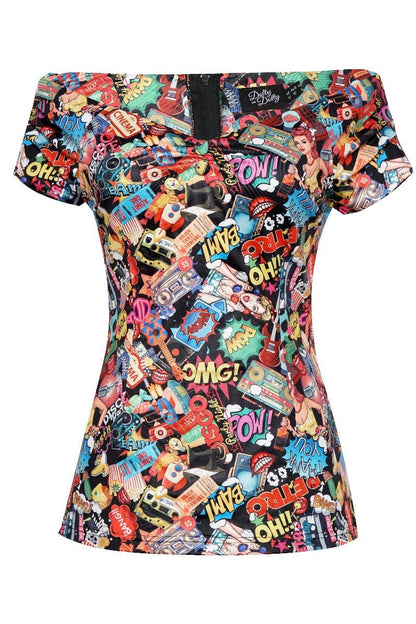 Lilian Off Shoulder Pop Art Top