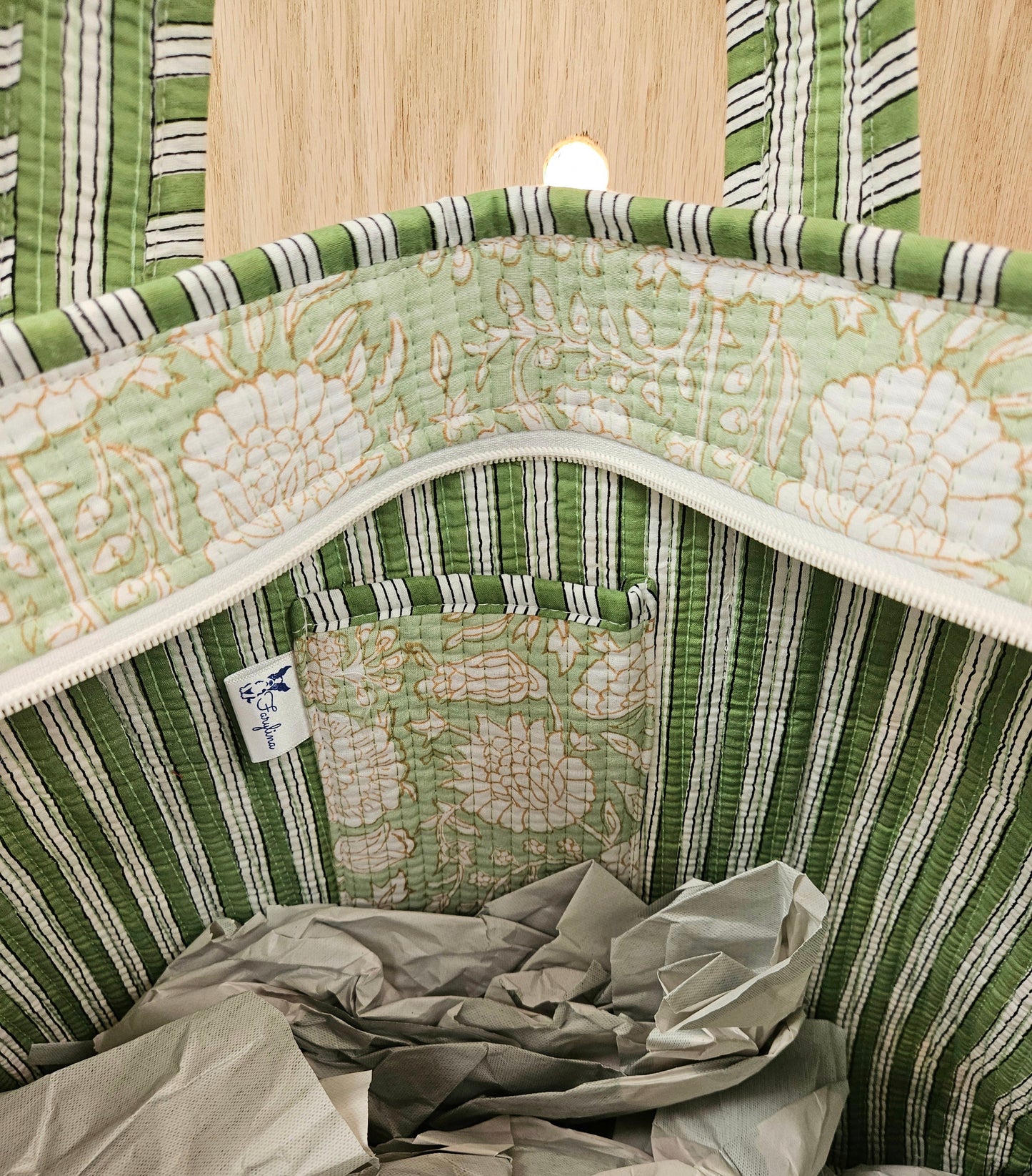Green Quilted Temple Bag