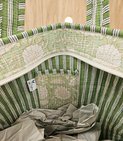 Green Quilted Temple Bag