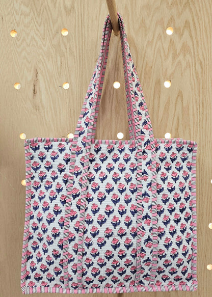 Pink and Blue Quilted Temple Bag
