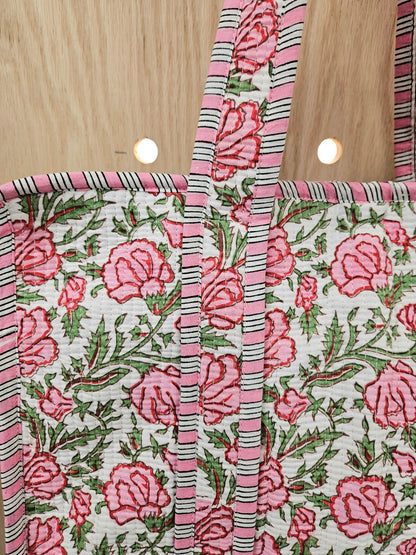 Pink and Green Floral Quilted Temple Bag