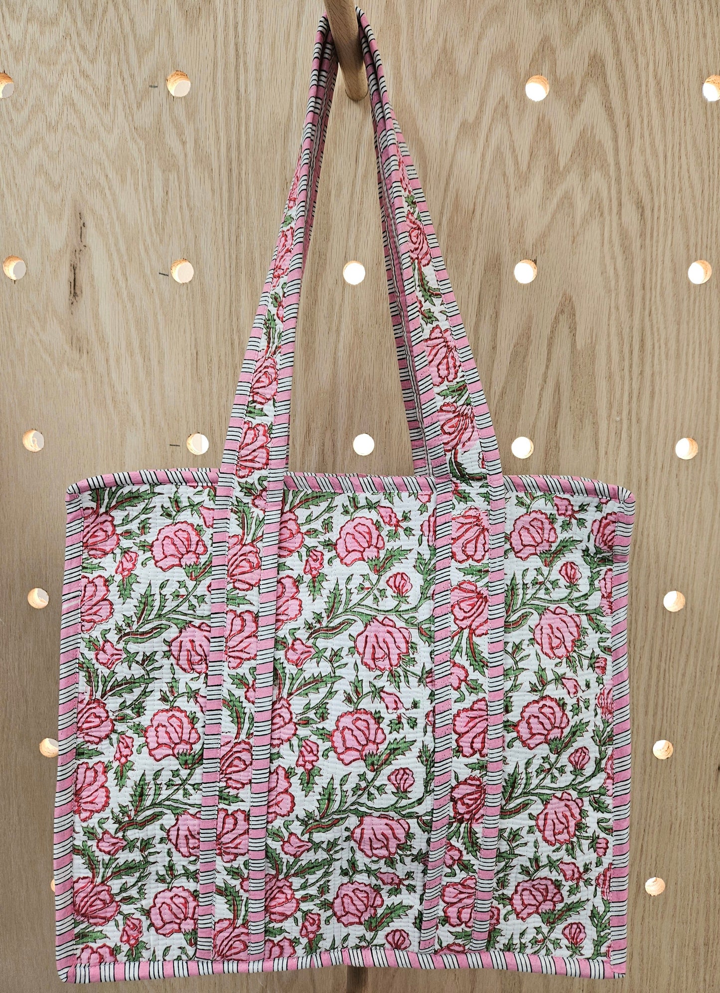 Pink and Green Floral Quilted Temple Bag