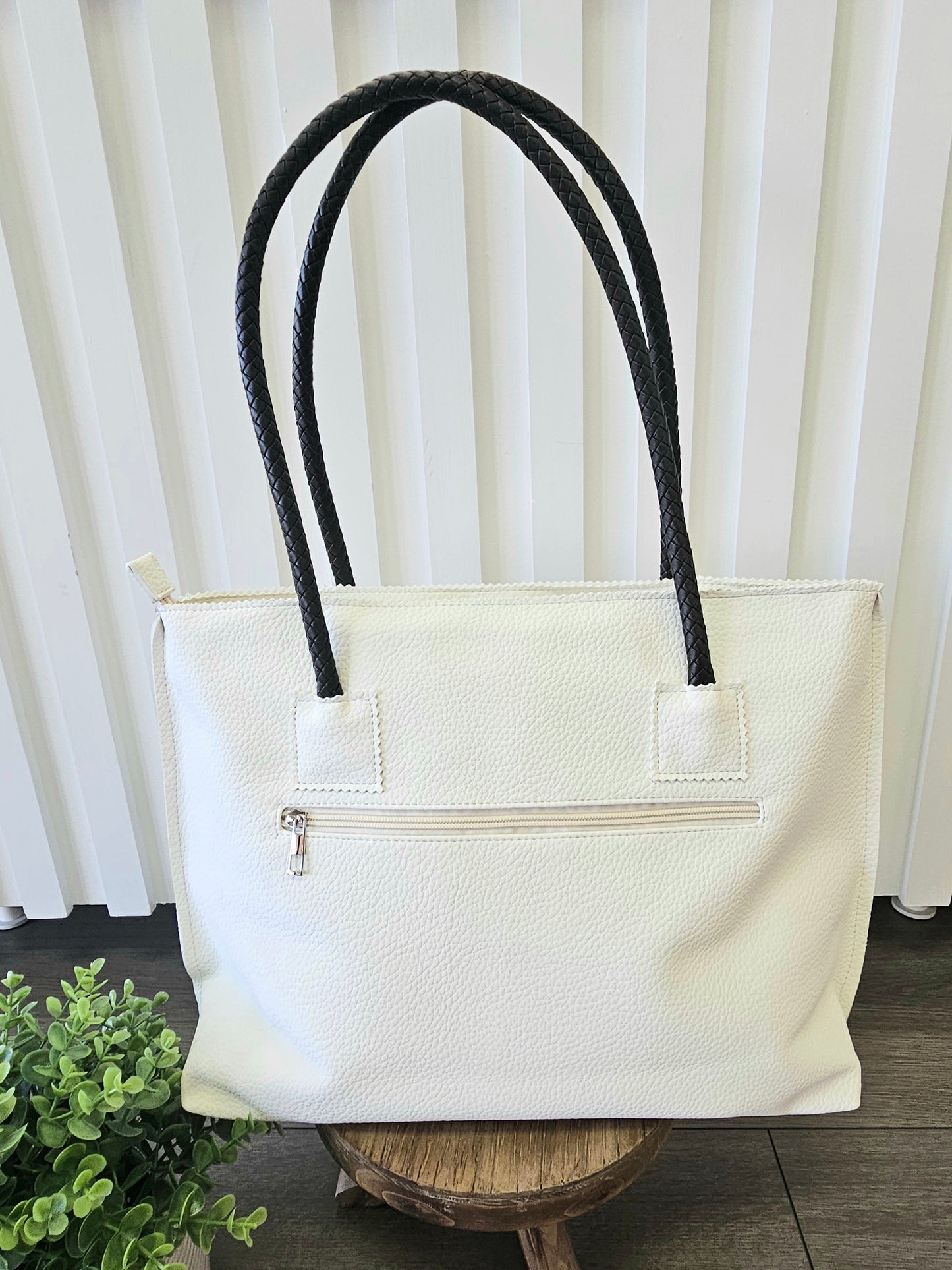 Leather Flower Temple Bag - White