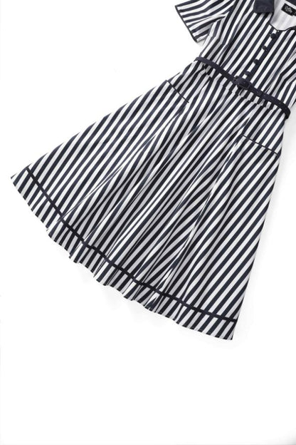Mabel Striped Midi Shirt Dress In Dark Blue