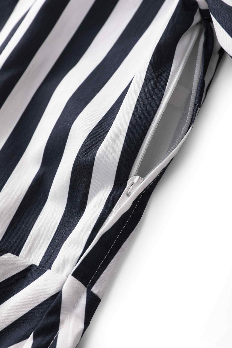Mabel Striped Midi Shirt Dress In Dark Blue