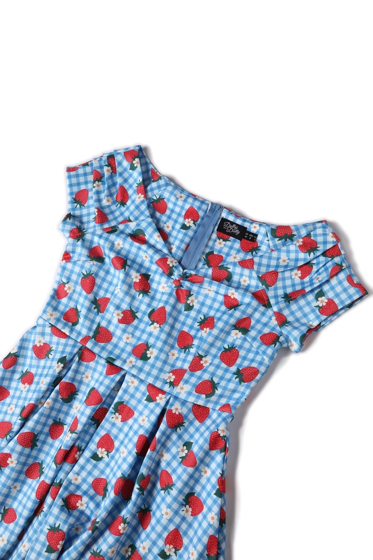 Lily Summer Strawberry Blue Gingham Dress