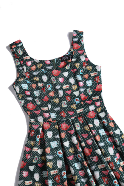 Amanda Green Teacup and Teapot Swing Dress