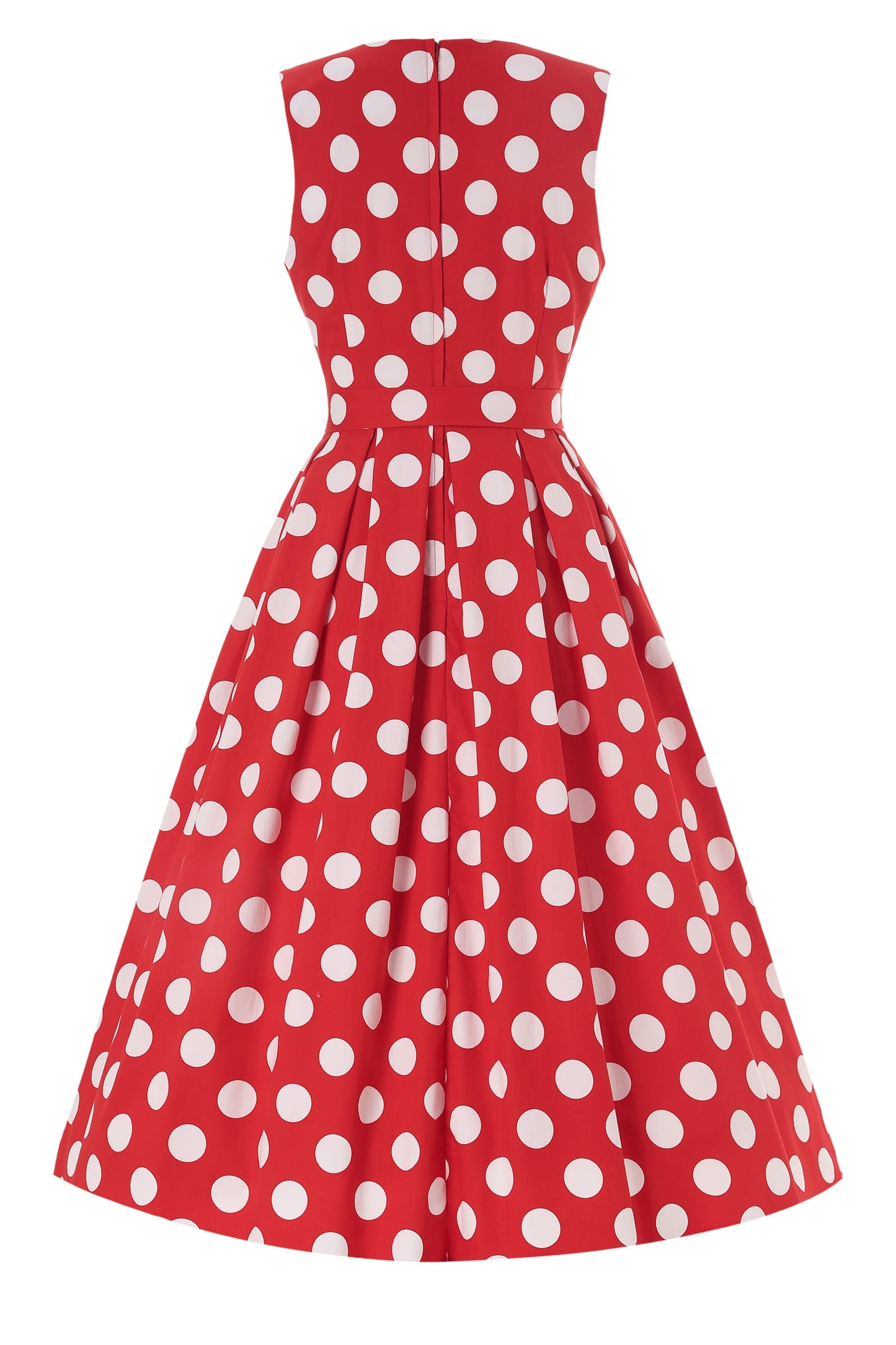 Helen Cotton Midi Dress In Red Spot Print