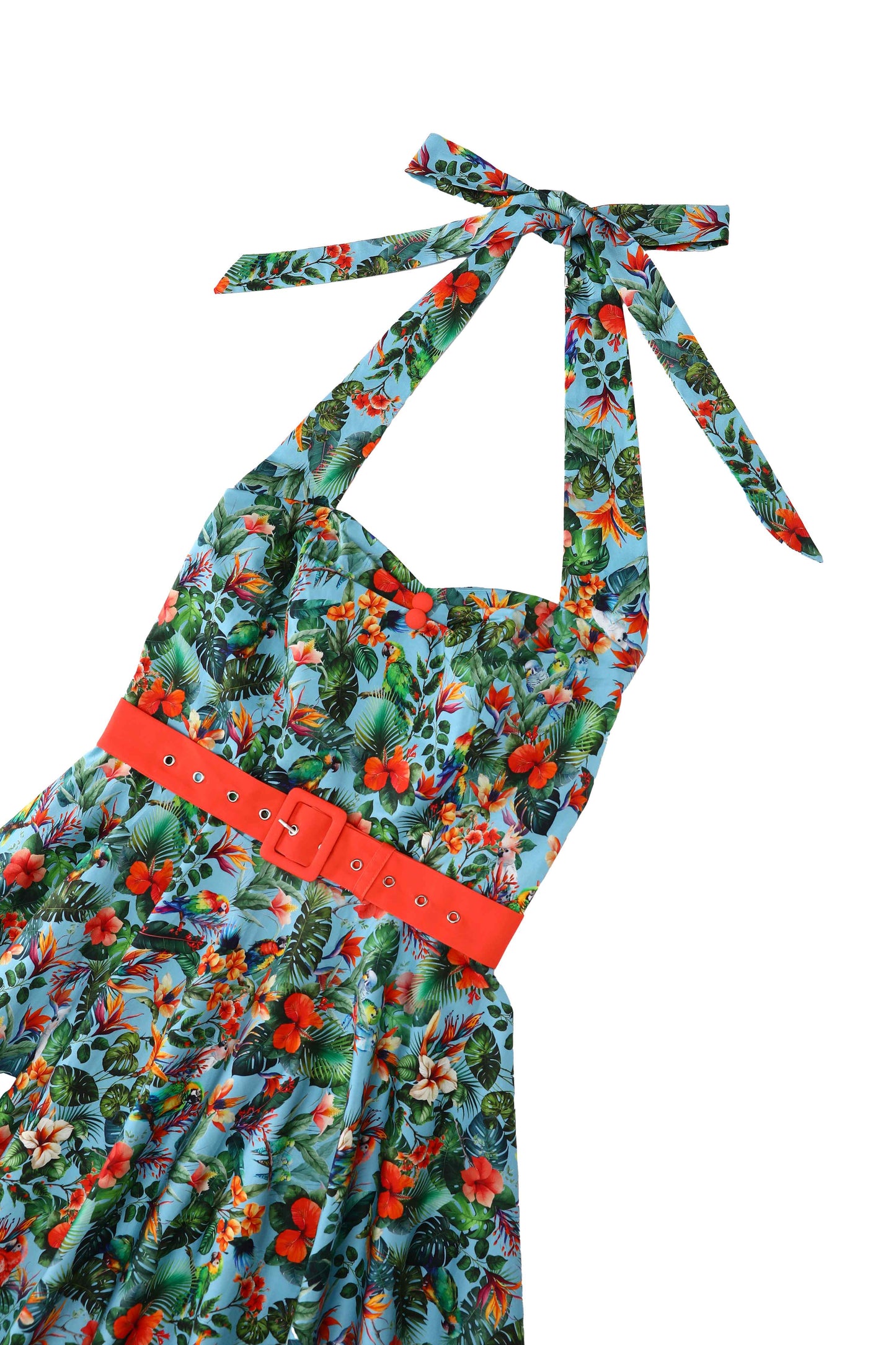 Daisy Tropical Parrot Halter Dress