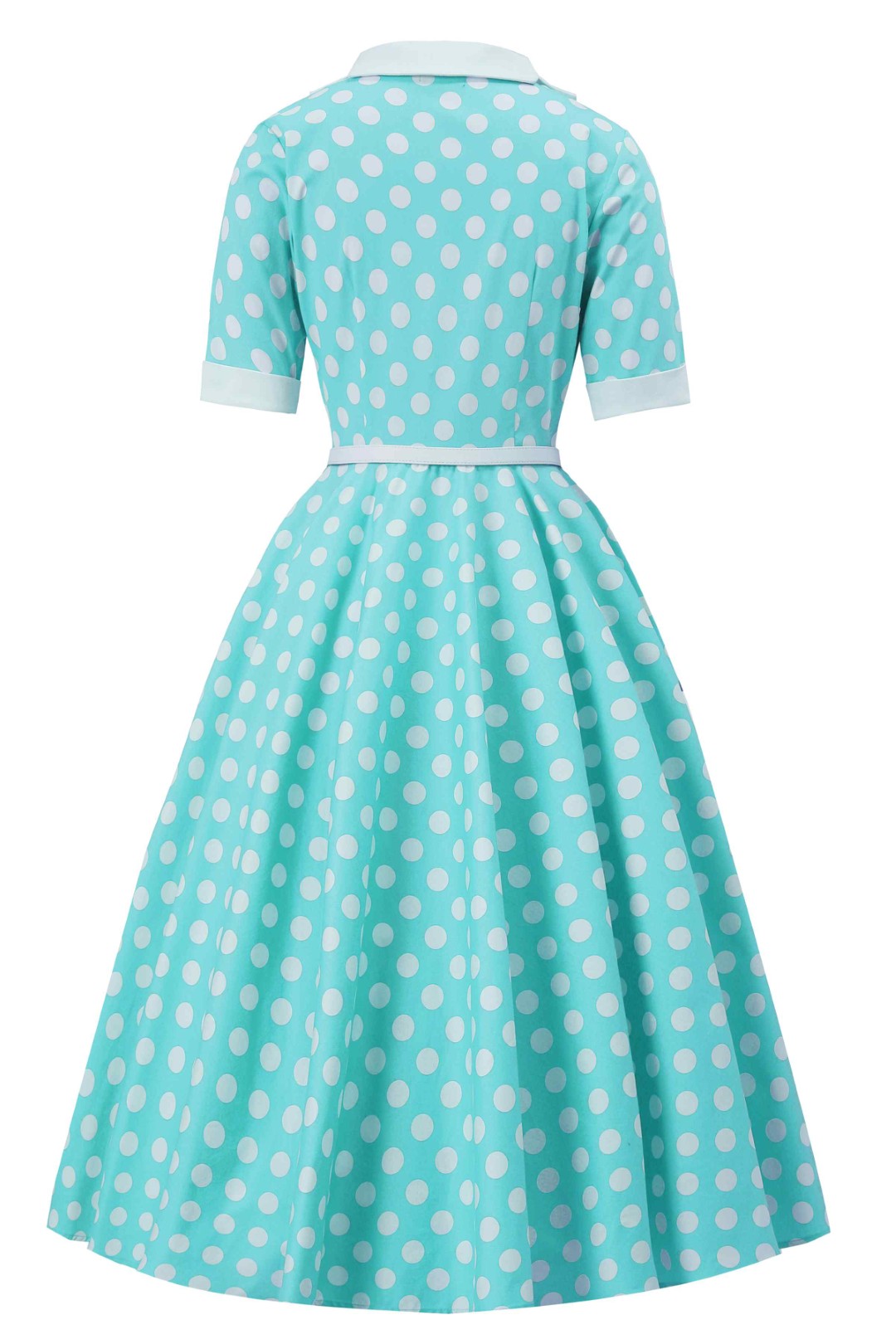 Mollie Turquoise Polka Dot Full Circle Shirt Dress