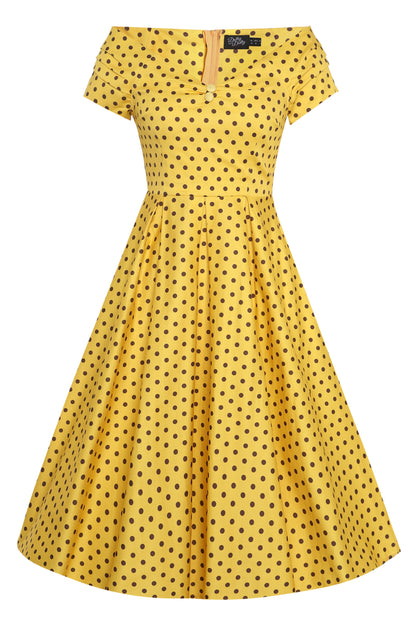 Lily Yellow Polka Dot Off Shoulder Dress