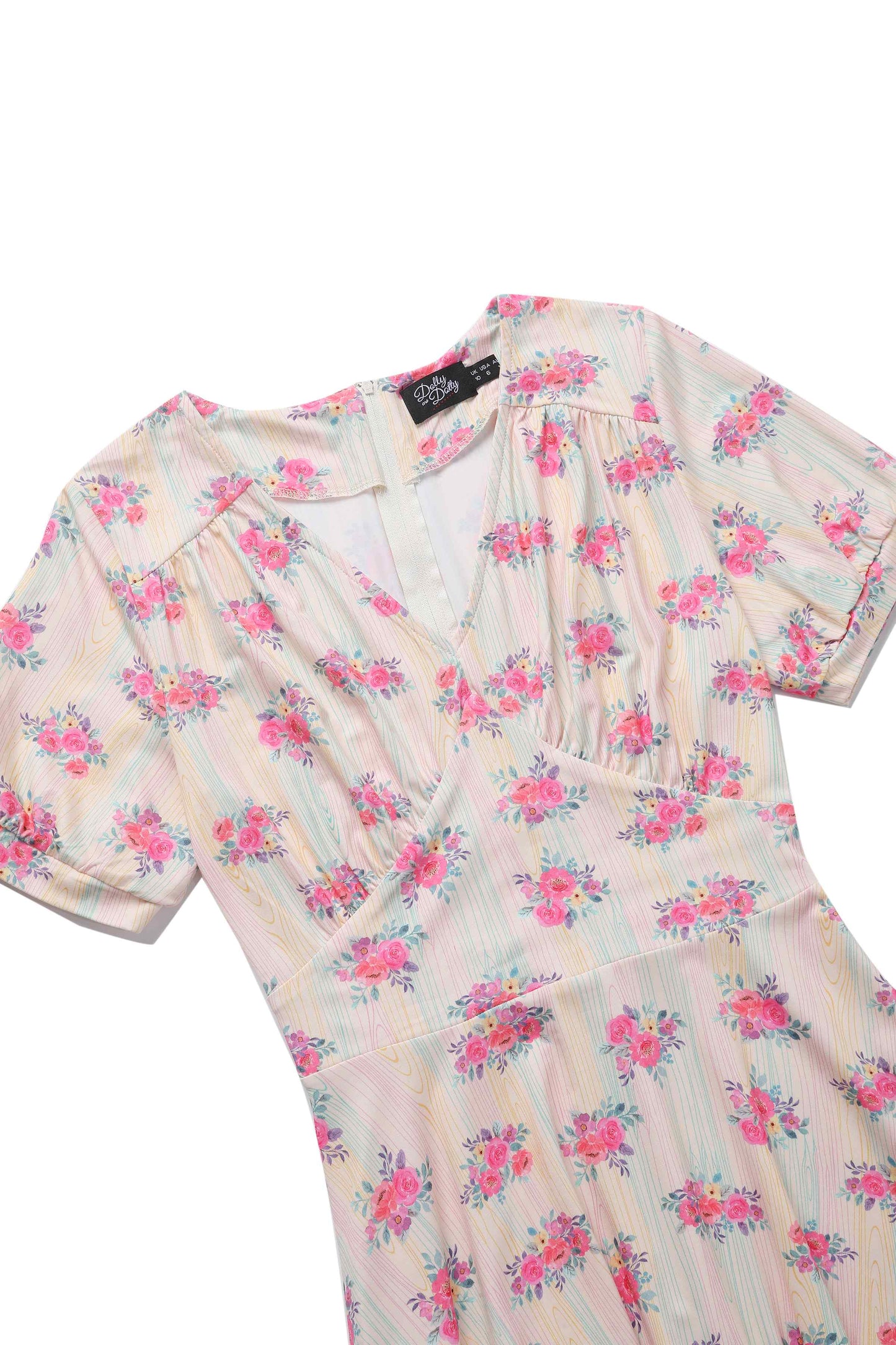 Julia Vintage Pastel Floral Midi Dress