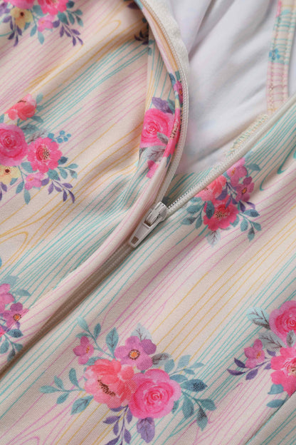 Julia Vintage Pastel Floral Midi Dress