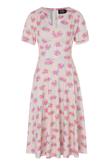 Julia Vintage Pastel Floral Midi Dress