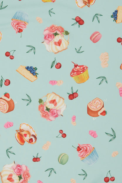 Amanda 50's Afternoon Tea Dress In Blue Cake Print